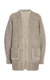 Aisling Camps Whip-stitched Wool-blend Knit Cardigan In Grey