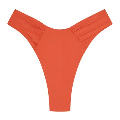 Aja Swimline Women's Calypso Ruched Bikini Bottom - Orange