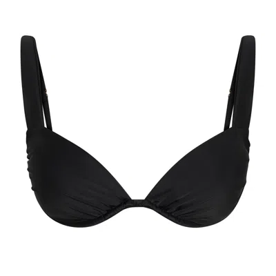 Aja Swimline Women's Calypso Ruched Bikini Bra Top - Black