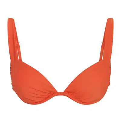 Aja Swimline Women's Calypso Ruched Bikini Bra Top - Orange