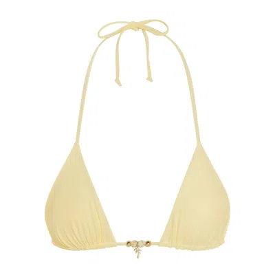 Aja Swimline Women's Selene Bikini Top - Embellished - Neutrals In Yellow