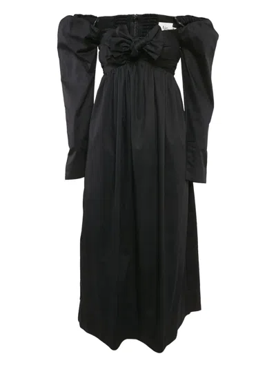 Pre-owned Aje 2023 Puff-sleeves Bow Dress In Black