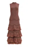 Aje Adiere Knit Midi Dress In Brown