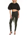 Aje Eugene Off-the-shoulder Cropped Linen-blend Top In Black