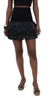 Aje Agave Fringed Raffia-trimmed Ribbed-knit Mini Skirt In Black