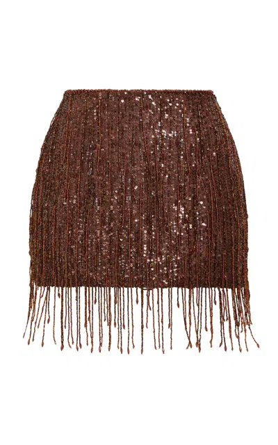 Aje Aire Sequined Mini Skirt In Brown