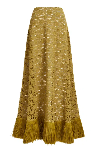 Aje Alora Cotton Lace Maxi Skirt In Green