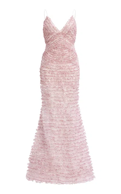 Aje Amaris Ruffled Gown In Pink