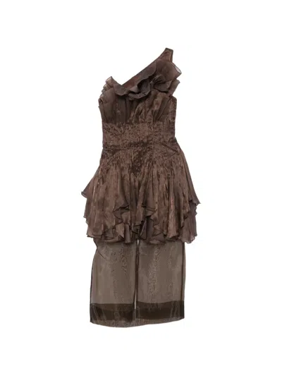 Aje Amaryllis Midi Dress In Brown