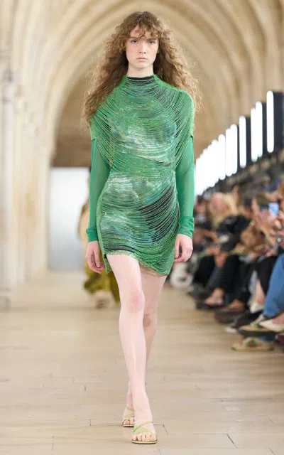 Aje Amelie Sheer Knit Top In Green