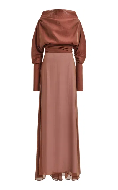 Aje Amity Sheer Gown In Brown