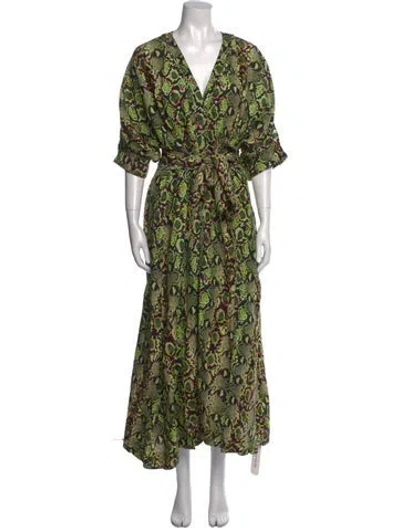 Pre-owned Aje Animal Print Midi Length Dress W/ Tags In Green