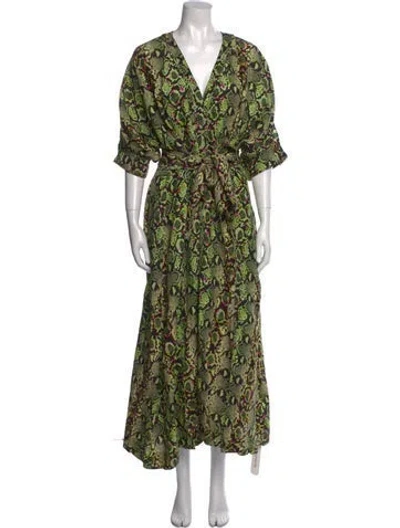 Pre-owned Aje Animal Print Midi Length Dress W/ Tags In Green