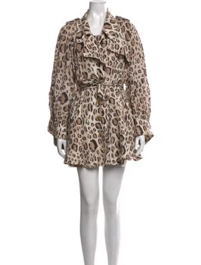 Pre-owned Aje Animal Print Mini Dress In Neutrals