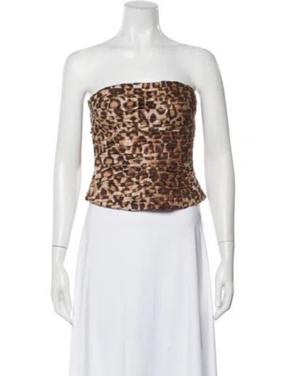 Pre-owned Aje Animal Print Strapless Top In Multi
