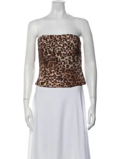 Pre-owned Aje Animal Print Strapless Top W/ Tags In Brown