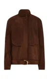 Aje Anisa Belted Suede Jacket In Brown