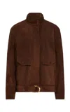 Aje Anisa Suede Leather Jacket - In Brown