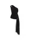 Aje Asymmetric Drape One-shoulder Top In Black