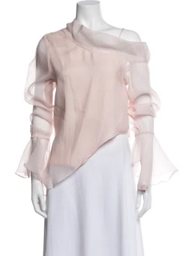Pre-owned Aje Asymmetrical Long Sleeve Blouse In Pink