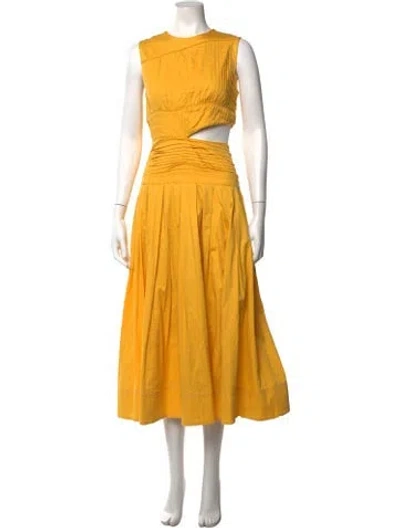 Pre-owned Aje Asymmetrical Midi Length Dress In Yellow