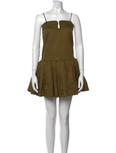 Pre-owned Aje Asymmetrical Mini Dress In Green