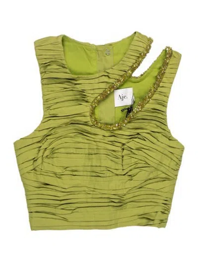 Pre-owned Aje Asymmetrical Short Sleeve Top In Green