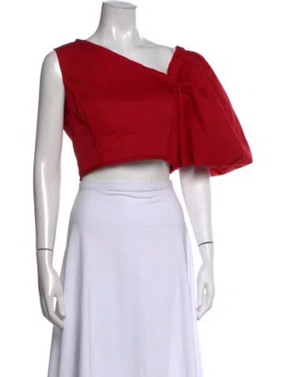Pre-owned Aje Asymmetrical Sleeveless Crop Top In Red