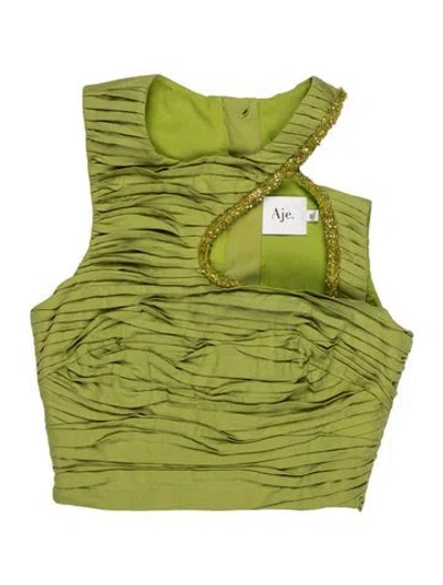 Pre-owned Aje Asymmetrical Sleeveless Top In Green