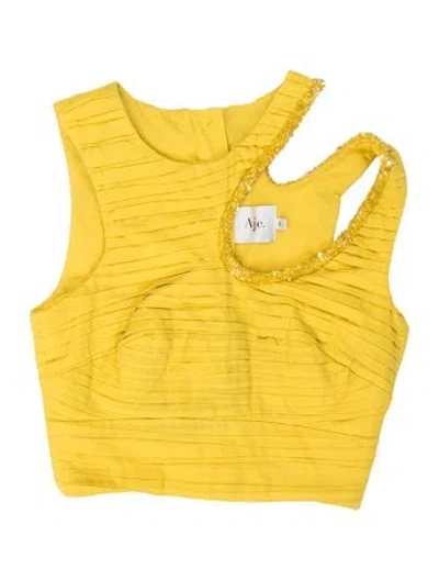 Pre-owned Aje Asymmetrical Sleeveless Top In Yellow