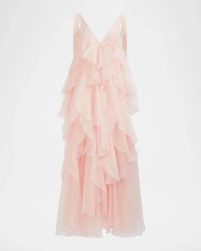 Aje Athena Tiered Ruffle Gown In Tea Blosso