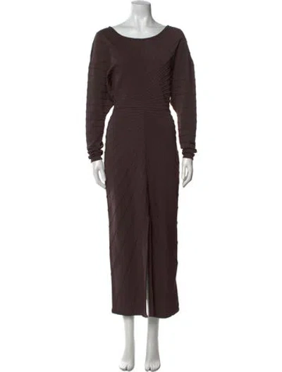 Pre-owned Aje Bateau Neckline Long Dress In Brown