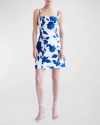 Aje Belonging Rouleau Strap Floral Mini Dress In Neo Rose
