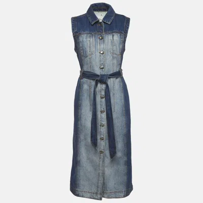 Pre-owned Aje Blue Denim Sleeveless Long Darcie Dress L