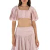 Aje Blush Pink Cari Ruched Crop Top In Pink