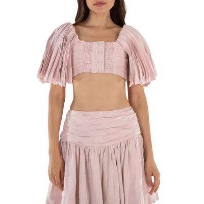 Aje Blush Pink Cari Ruched Crop Top