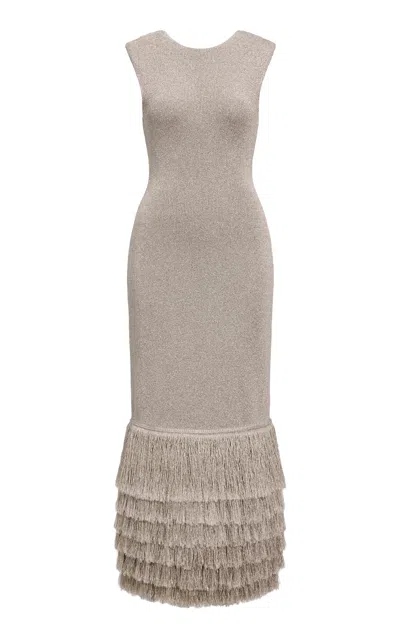 Aje Breeze Knit Midi Dress In Metallic