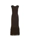 Aje Breeze Fringed Metallic Knitted Midi Dress In Brown