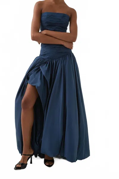 Aje Bubble High Slit Ruched Skirt In Slate In Gray