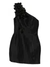 Aje Camille Floral-appliqué One-shoulder Mini Dress In Black