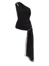 Aje Asymmetric Drape One-shoulder Top In Black