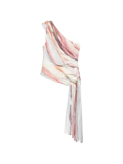 Aje Capture One-shoulder Draped Top In White