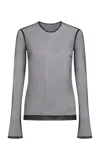 Aje Chancer Sheer Silk Top In Gray