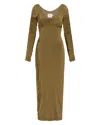Aje Cini Gathered Stretch Midi Dress In Khaki