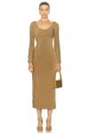 Aje Cini Gathered Stretch Midi Dress In Khaki