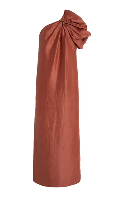 Aje Cira Linen-blend Midi Dress In Orange