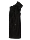 Aje Cira One-shoulder Embellished Draped Linen-blend Maxi Dress In Black
