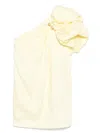 Aje Cira One-shoulder Embellished Draped Linen-blend Mini Dress In Yellow