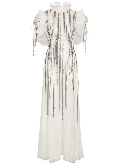 Aje Clara Bead-embellished Chiffon Maxi Dress In White
