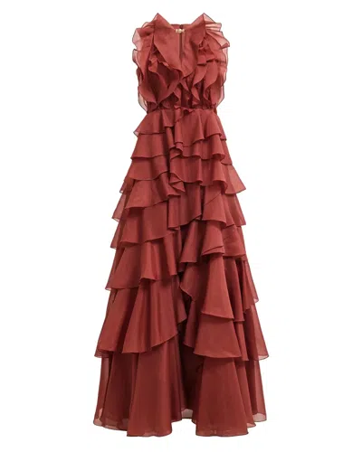Aje Cleo Gown In Burgundy